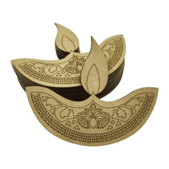 Cliths Pack of 12 Pre Marked Diya Cutouts for Diwali Decoration Easy to Colour and Paint DIY Craft Art and Craft Supplies (With Hole/Without hole)