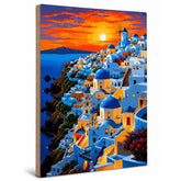 Santorini sunset wall art for living room