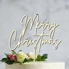 Cliths Rustic "Merry Christmas" Cake Topper Wooden Holiday Decor for Girls' Birthdays, Xmas Parties & Winter Weddings