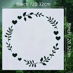 Cliths Set of 6 Rosemary Wreath Stencil Cutouts for Wall Painting Journaling Scrapbooking Card Making Reusable Plastic Stencil Template