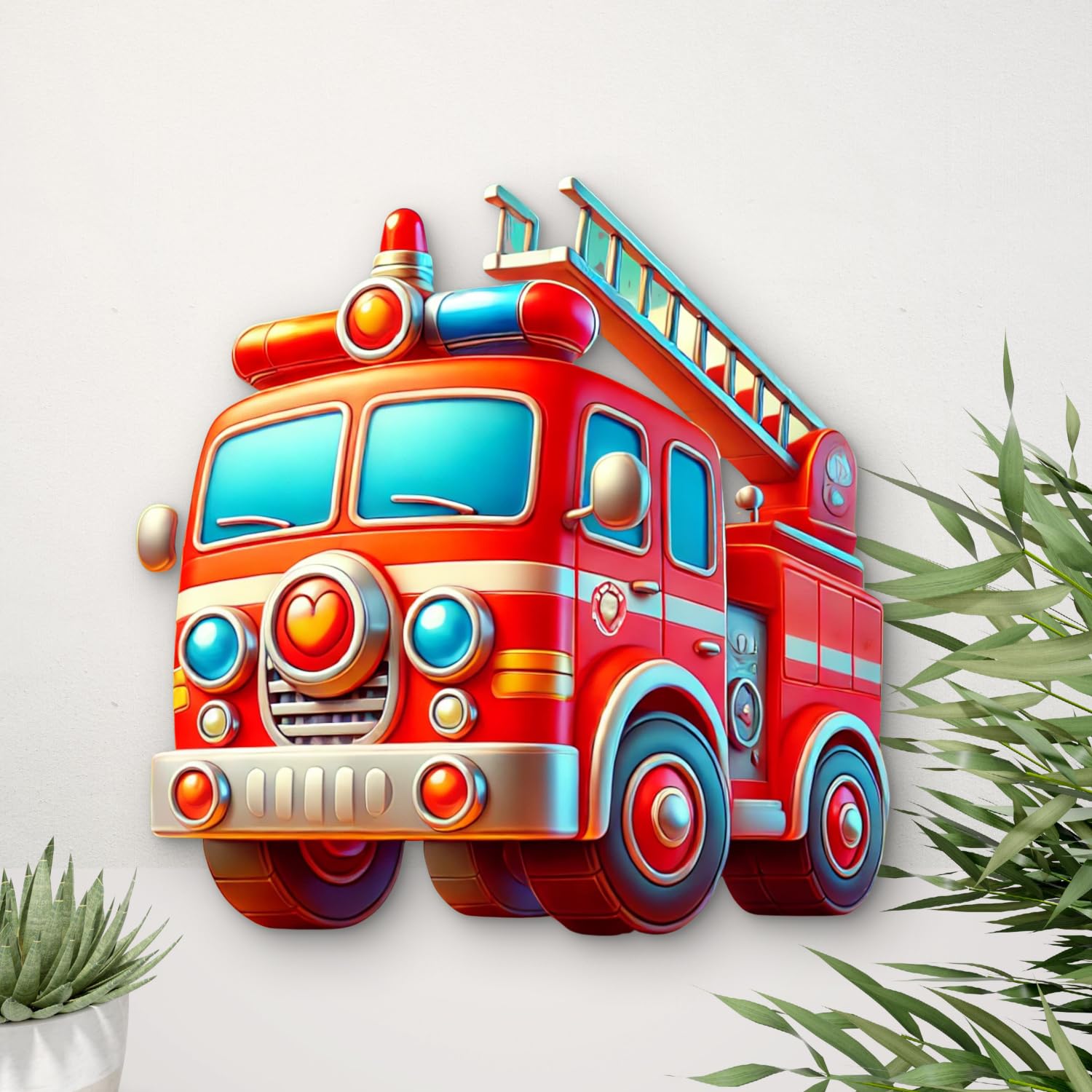 colorful mdf garbage truck wall art for playroom design