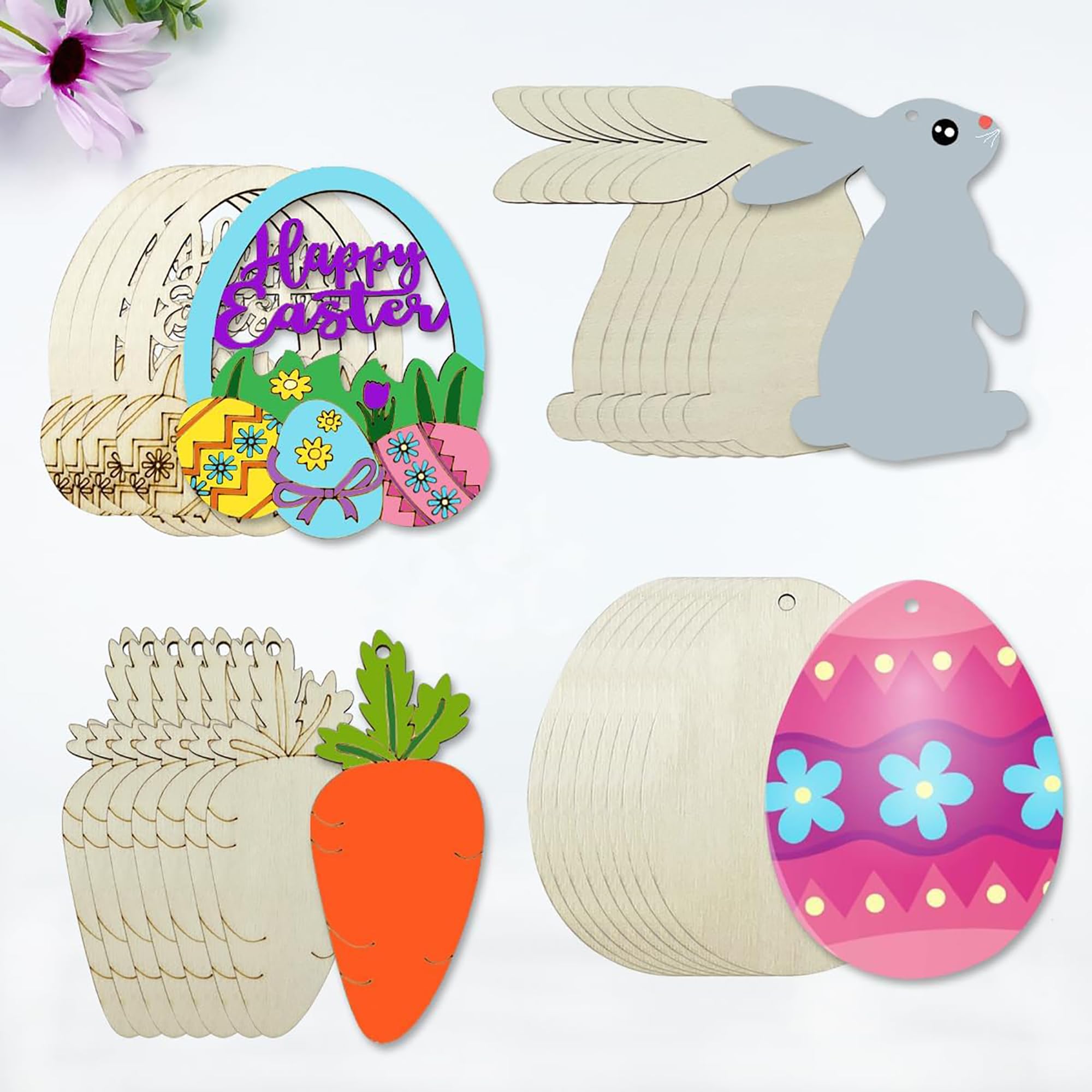 Crafting kit natural timber bunny and egg designs for holidays
