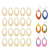 Cliths Pack of 20 Wooden Earring Blanks Oval Shapes Pine MDF Pendants for DIY Jewelry Making Craft Supplies