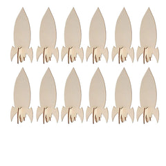 Set of wooden rocket shapes on a white background