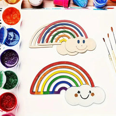 Paintable wooden rainbow cloud blanks for creative projects