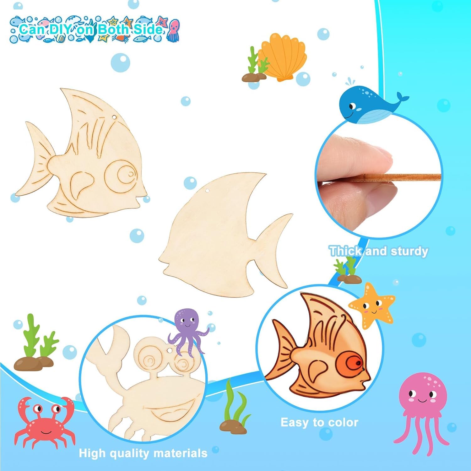 wooden sea creature decor