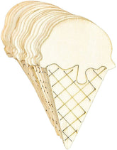 Wooden ice cream cone cutouts on a white background
