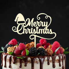 Cliths "Merry Christmas" Cake Topper Wooden Personalized Holiday Decor for Weddings, Birthdays & Xmas Parties