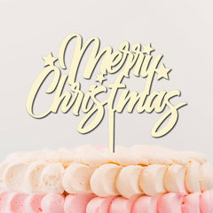 Cliths "Merry Christmas" Cake Topper Wooden Eco-Friendly Wedding & NYE Decor, Rustic Bridal Shower & Xmas Party Decoration