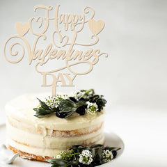 American Elm Happy Valentine's Day Cake Topper Pre Assembled Love Decor for Valentine's Romantic Cake Decorations MDF