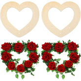Cliths Pack of 4 Wooden Heart Wreath Frames Heart Shaped MDF Craft Base for DIY Floral Party Decorations
