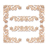 Decorative floral cutout shapes on a white background