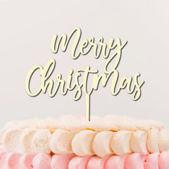 Cliths Rustic "Merry Christmas" Cake Topper Wooden Holiday Decor for Xmas Cakes, Winter Weddings & Birthday Parties