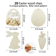 Unfinished wooden Easter bunny and egg shapes for DIY