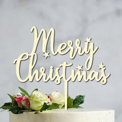Cliths "Merry Christmas" Cake Topper Sustainable Wooden Holiday Decor for Xmas & Birthday Cakes