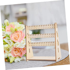 American Elm Wooden Jewelry Display Rack 8.74x7.99 inch Multi-Tier Wall Mounted Earring Holder Stand with Adjustable Shelves MDF Organizer for Earrings