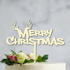 Cliths "Merry Christmas" Cake Topper Wooden Holiday Party Decor for Birthdays, Anniversaries & Xmas Celebrations