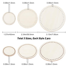American Elm 6 Piece Mini Crochet Bag Bottom Set 3 Size Round MDF Bases for DIY Small Baskets & Crafts