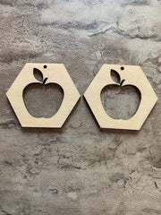 Cliths 10 Pcs Hexa Apple Wood Earring Blanks Unfinished MDF Pendants for DIY Jewelry Making