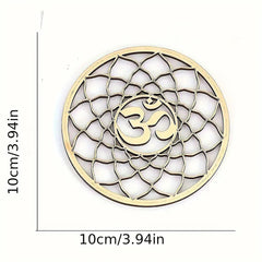 wooden sacred geometry om wall decor for yoga studio