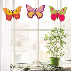 American Elm 10 Pcs Unfinished Wood Butterfly Ornaments DIY Craft Kit Round Discs for Hanging Decor