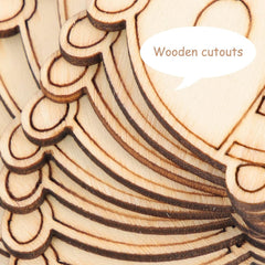Close-up of wooden cutouts with intricate patterns