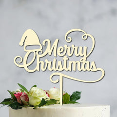 Cliths "Merry Christmas" Cake Topper Wooden Personalized Holiday Decor for Weddings, Birthdays & Xmas Parties