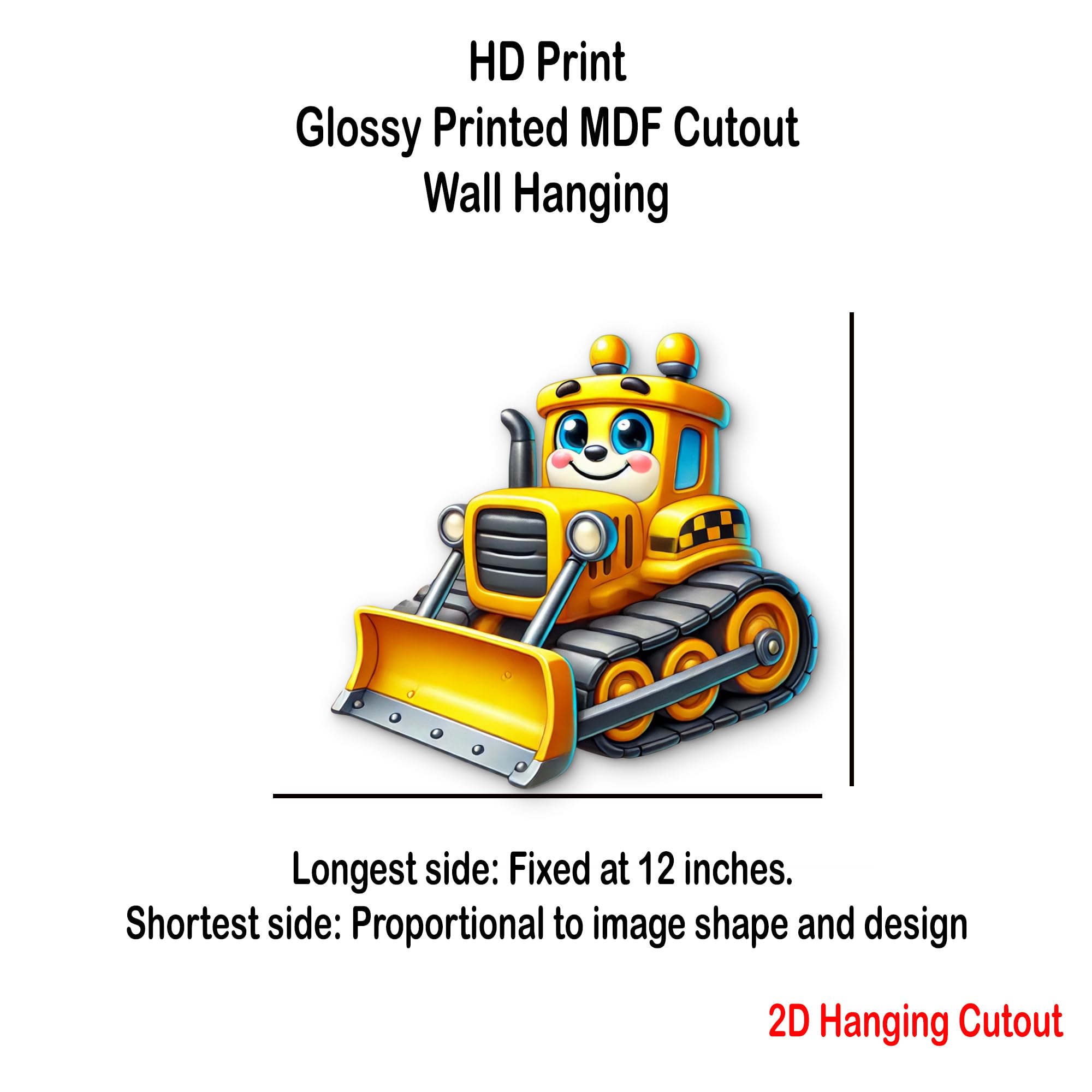 3d mdf bulldozer toy wall art for kids' room