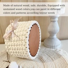 American Elm 3 Size Oval Basket Bottom Set Wooden MDF Bases with Holes for DIY Crochet Bags & Storage Craft Supplies