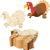 American Elm 10 Pcs Wooden Turkey Cutouts for DIY Crafts Unfinished MDF Turkey Shape Ornaments, Kids Art (3.1x4.3 Inch)