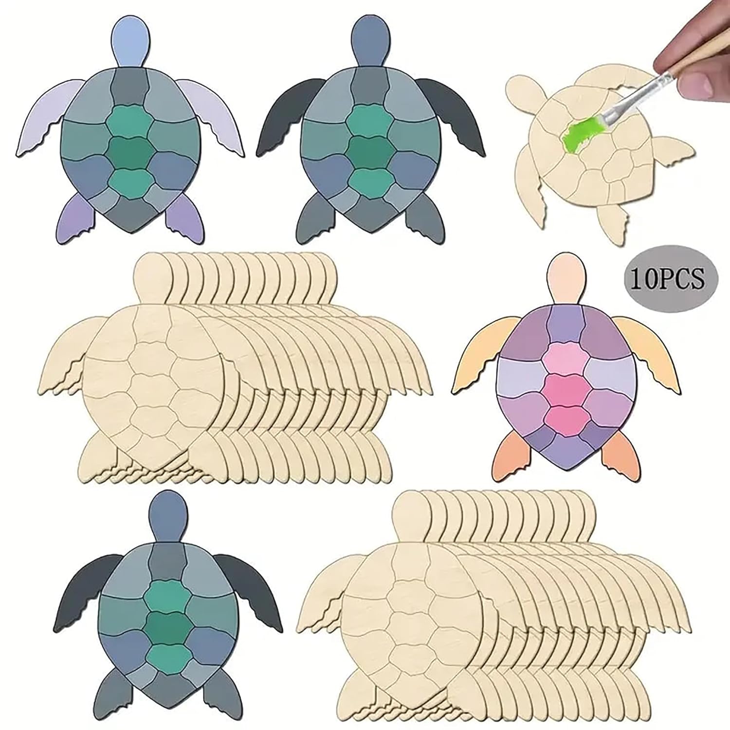 Wooden turtle craft shapes