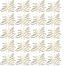 Pattern of bee shapes on a white background