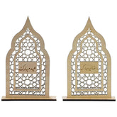 Cliths Ramadan Eid Wooden Mosque Decor Set of 2 Wreath Table Display Islamic Home Decoration
