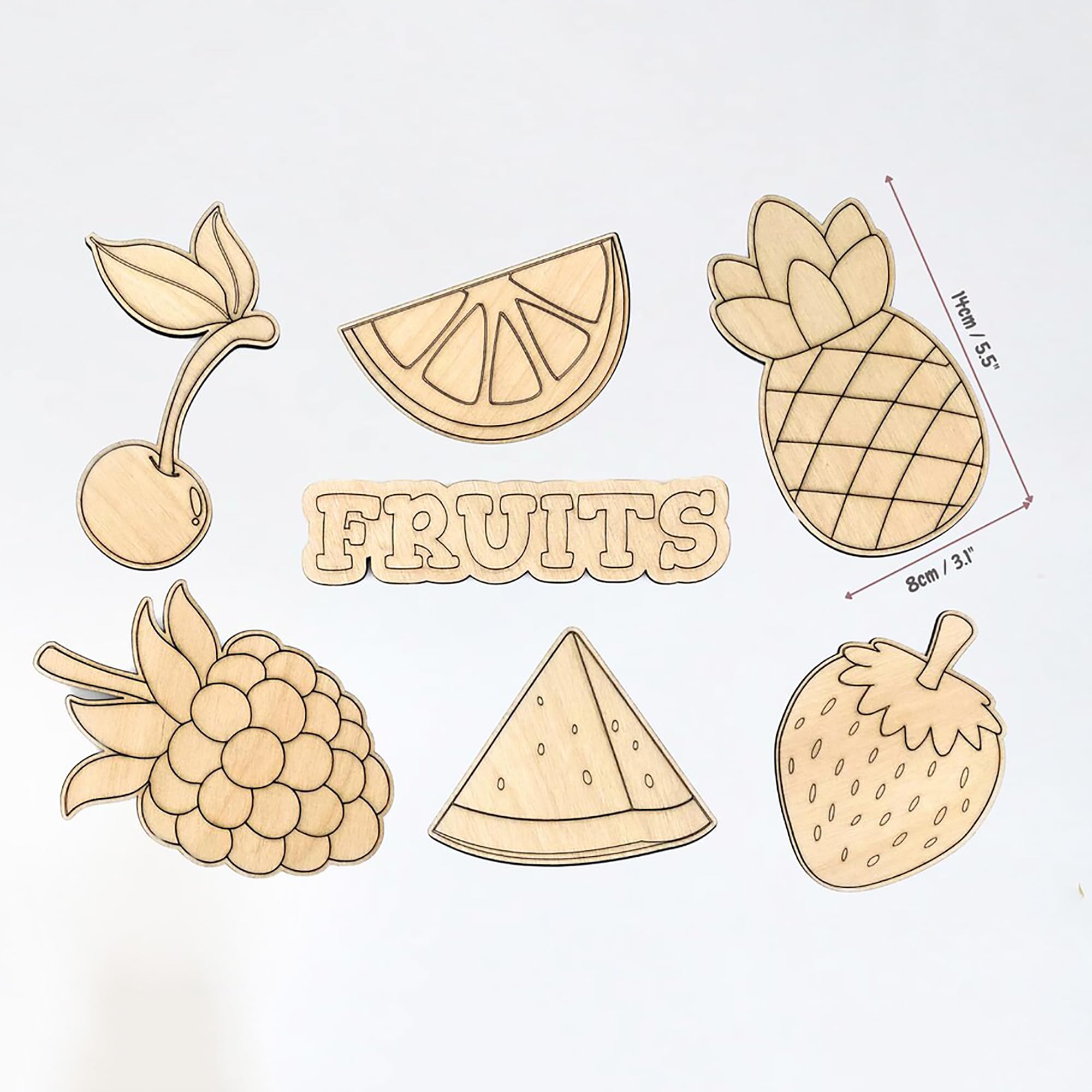 fruits wooden cutouts eco-friendly