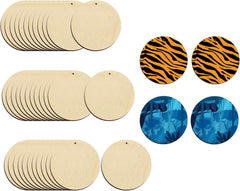 Cliths 50 Pcs Round Wood Earring Blanks Unfinished MDF Circles for Jewelry Making, DIY Lightweight Dangle Earrings