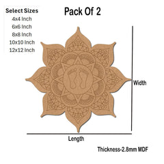 Cliths Pack of 2 Lakshmi Ji Footprint Mandala MDF Cutouts Painting for Diwali Decor Hindu Pooja