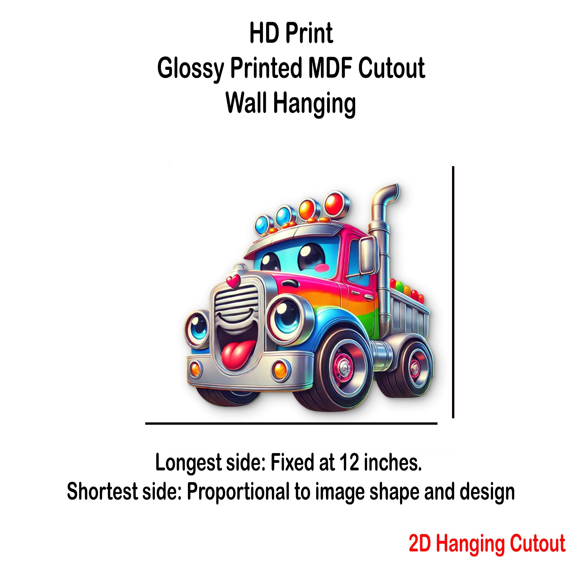 colorful 3d cartoon truck wall hanging for kids' room décor