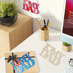 Crafting supplies timber "Love Dad" decor pieces