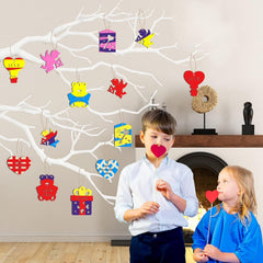 Cliths Valentine’s Day Wooden Cutouts MDF Heart, Bear & Gift Box Shapes DIY Craft Blanks for Kids’ Decor & Gifts