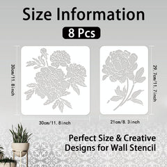 floral peony painting stencil for wall
