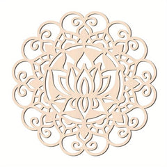 Decorative wooden cutout with intricate patterns on a white background