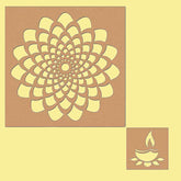 Decorative wall art with a floral design and a candle on a yellow background