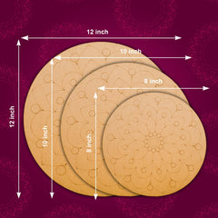 American Elm Pack of 3 Pre Marked Wooden Art Circle MDF Cutouts for Lippan Mandala Madhubani DIY Painting Craft Kit