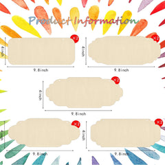 American Elm 10 Pcs Unfinished Hanging Wood Sign Set Rectangle & Oval Blank Decorative Wooden Door Signs with Ropes