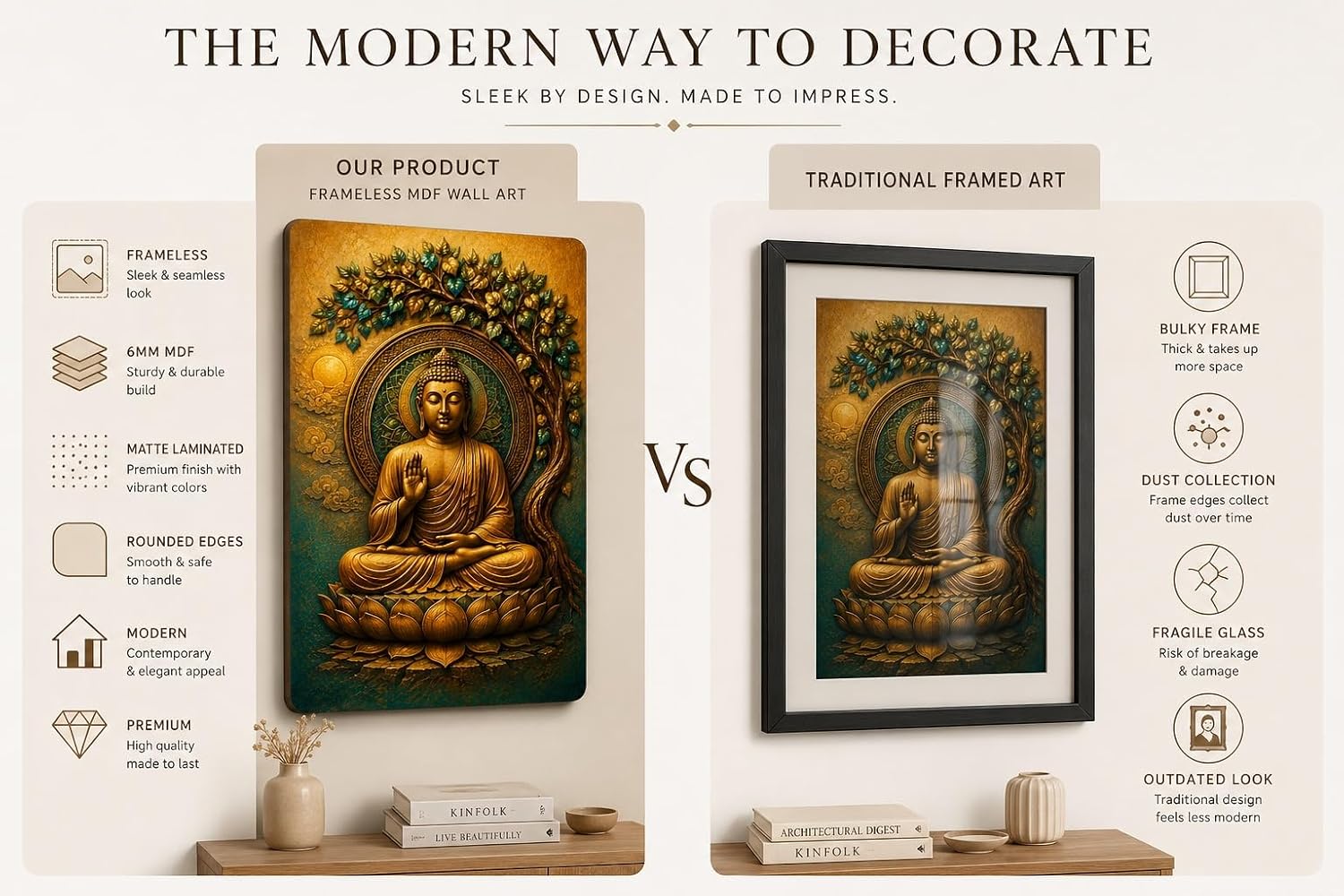 MDF printed Lord Buddha wall decor