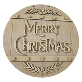 Wooden decorative sign with 'Merry Christmas' text on a white background