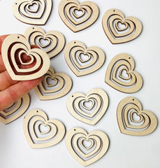 American Elm Pack of 48 Wooden Heart Cutouts MDF Craft Blanks for DIY Earrings, Valentine Decor, Jewelry Making & Painting