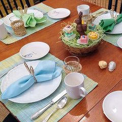 Cliths 10 Pcs Easter Wood Napkin Rings Bunny Ear Shaped Place Card Holders for Spring Table Decor