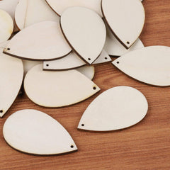 Cliths 30 Pcs Teardrop Wood Earring Blank Unfinished MDF Pendants for Jewelry Making & DIY Crafts (Lightweight, Beige)