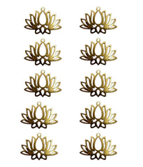 Gold lotus flower pendants on a white background